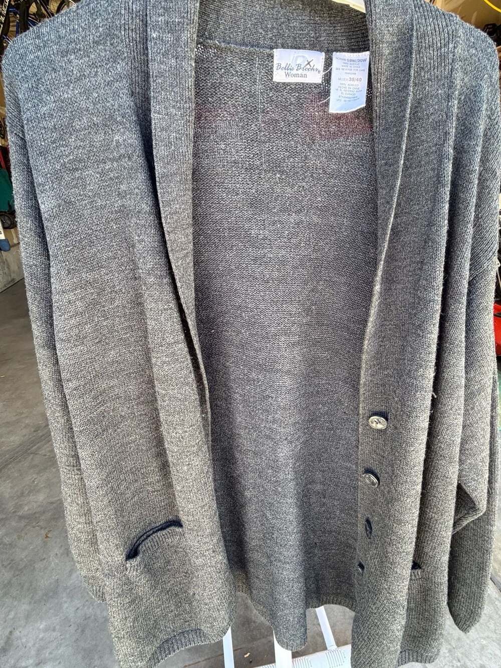 Bobbie Brooks Woman Gray Open Front Knit Cardigan Sweater Size 18W/20W